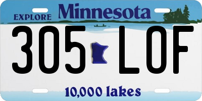 MN license plate 305LOF