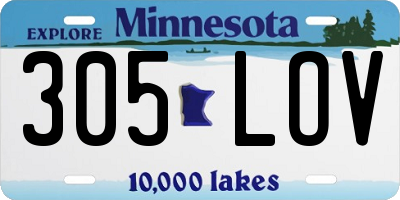MN license plate 305LOV