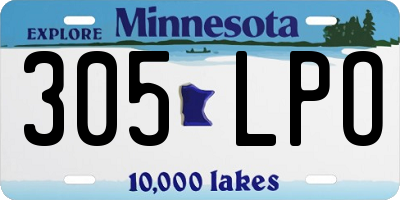 MN license plate 305LPO