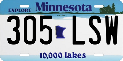 MN license plate 305LSW