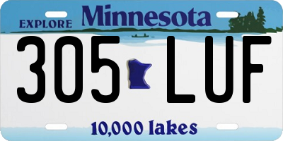 MN license plate 305LUF