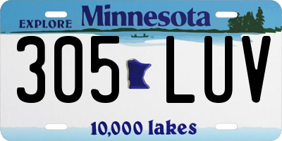 MN license plate 305LUV