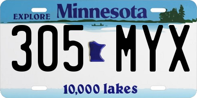 MN license plate 305MYX