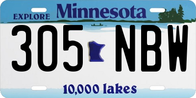 MN license plate 305NBW