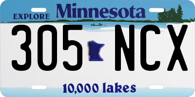 MN license plate 305NCX