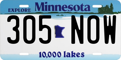 MN license plate 305NOW