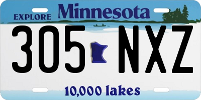 MN license plate 305NXZ