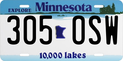 MN license plate 305OSW