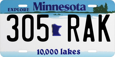 MN license plate 305RAK