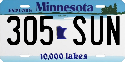 MN license plate 305SUN