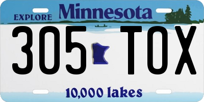 MN license plate 305TOX