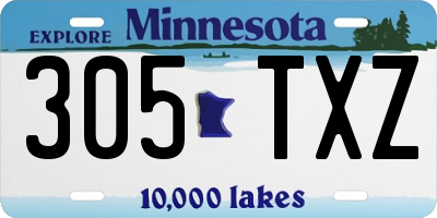 MN license plate 305TXZ