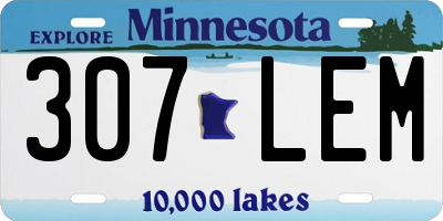 MN license plate 307LEM