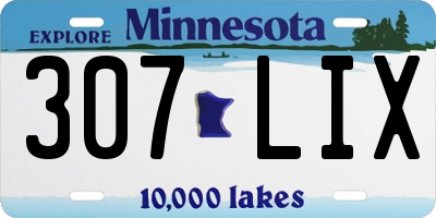 MN license plate 307LIX