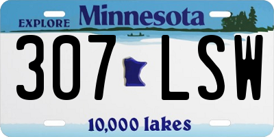 MN license plate 307LSW