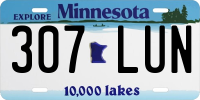 MN license plate 307LUN