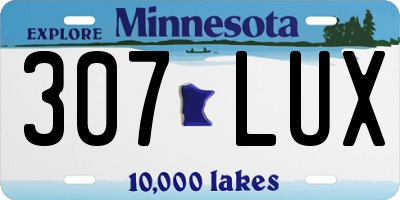 MN license plate 307LUX