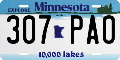 MN license plate 307PAO