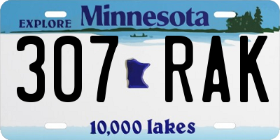 MN license plate 307RAK