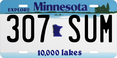 MN license plate 307SUM
