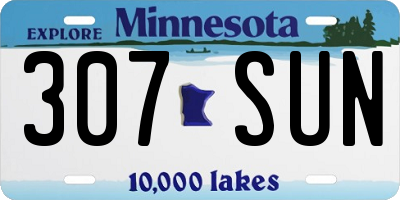 MN license plate 307SUN