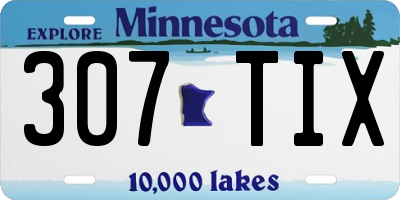 MN license plate 307TIX