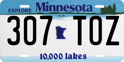 MN license plate 307TOZ