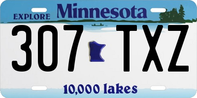 MN license plate 307TXZ