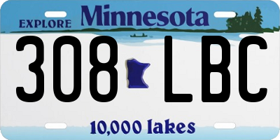 MN license plate 308LBC