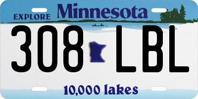 MN license plate 308LBL
