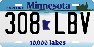 MN license plate 308LBV