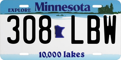 MN license plate 308LBW