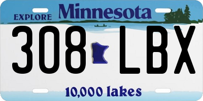 MN license plate 308LBX