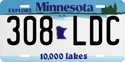 MN license plate 308LDC