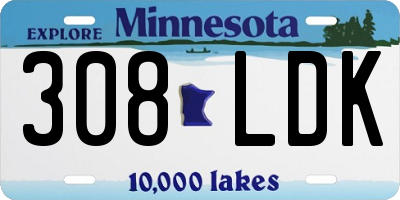 MN license plate 308LDK