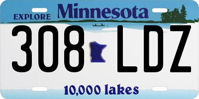 MN license plate 308LDZ