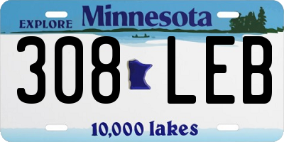 MN license plate 308LEB