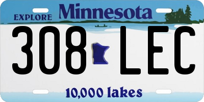 MN license plate 308LEC