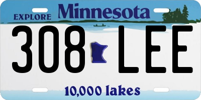 MN license plate 308LEE