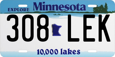 MN license plate 308LEK
