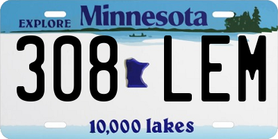 MN license plate 308LEM