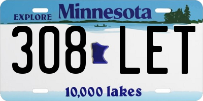 MN license plate 308LET