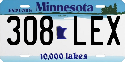 MN license plate 308LEX