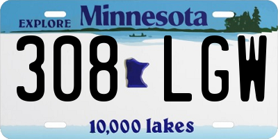 MN license plate 308LGW