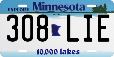 MN license plate 308LIE