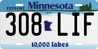 MN license plate 308LIF