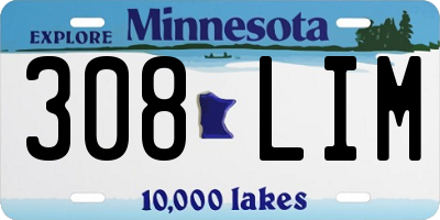 MN license plate 308LIM