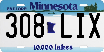 MN license plate 308LIX