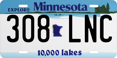 MN license plate 308LNC