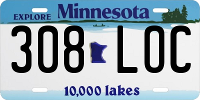MN license plate 308LOC